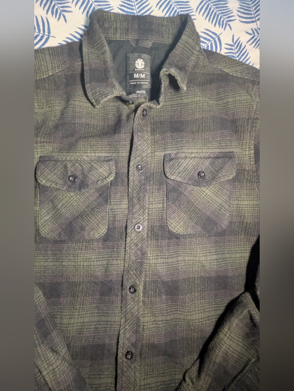 Element Men's Green Plaid Flannel Shirt Jacket